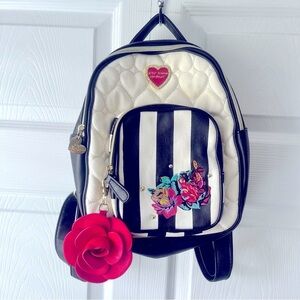 Vintage Betsey Johnson Floral Backpack Pink/black/white Y2K